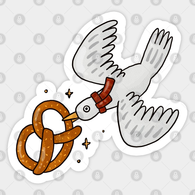 Pretzel Bird Sticker by Tania Tania